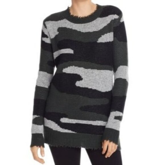 Aqua‎ Womens Camo Jacquard Cashmere Sweater Size Small Exclusive Bloomingdales - Picture 1 of 13